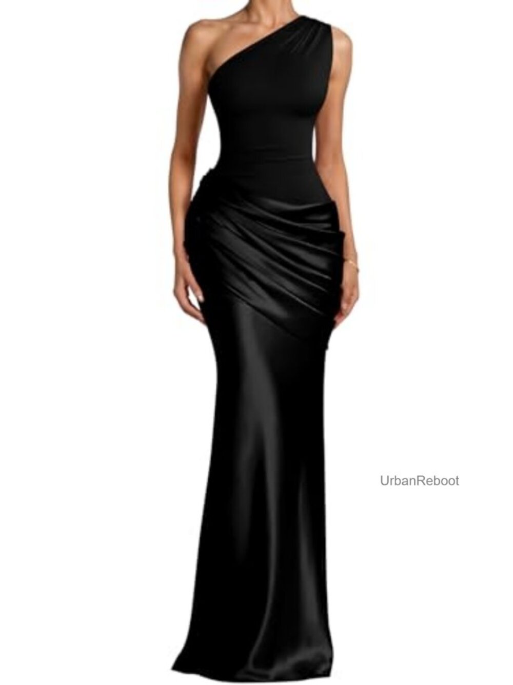 NWT One Shoulder Pleated Formal Maxi Dress Evening Gown